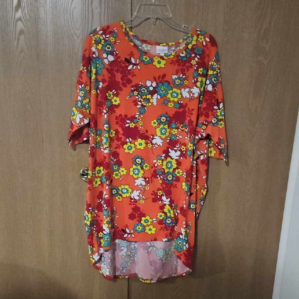 LuLaRoe Orange and Yellow Floral Top
